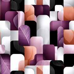Poster - Abstract Geometric Pattern with Purple Pink White and Black Shapes