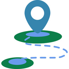 Poster - Abstract map pin icon showing a route between two locations