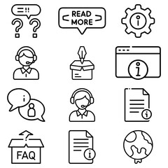 Poster - Collection of support icons including faq, read more, information, help desk, and customer service symbols