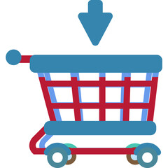 Poster - Shopping cart icon with an arrow pointing down for adding items