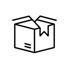 Poster - Illustration of an open cardboard box with flaps and two horizontal lines on the side in black outline