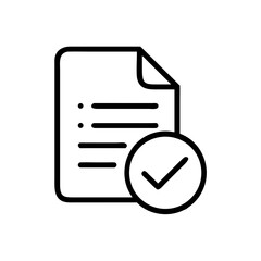 Poster - Document with checklist and check mark indicating completion in a minimalist black and white style