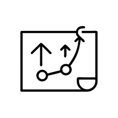 Poster - Illustration of a strategy plan on a paper sheet with arrows and circles representing growth and direction