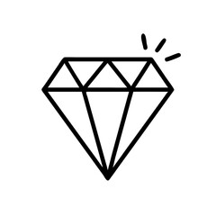 Poster - A simple line drawing of a diamond with three sparkle lines emanating from the top right corner side