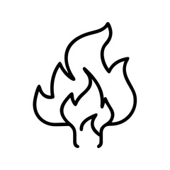 Poster - A simple line drawing of a stylized fire with multiple flames in a black and white illustration style