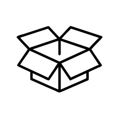 Poster - An open cardboard box with flaps extending outwards in a minimalist line art style illustration