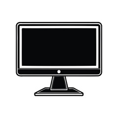 Fototapete - Black and white minimalist illustration of a desktop computer screen and base