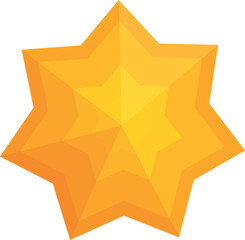 Poster - Low poly seven pointed star shining brightly with facets, isolated on white