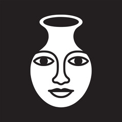 Poster - Abstract face vase vector design illustration, minimalist art, modern graphic design, black and white art