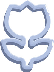 Poster - Light blue glossy tulip icon blooming elegantly, perfect for floral and spring designs