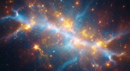 Poster - Celestial River of Light - A cosmic dance of light and dust, symbolizing creation, energy, infinity, wonder, and mystery. A breathtaking nebula with vibrant colors