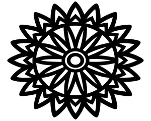 Poster - Vector Elegant black mandala design with intricate geometric patterns and radial symmetry silhouette no background