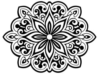 Poster - Vector Elegant black and white floral mandala design for decorative projects silhouette no background