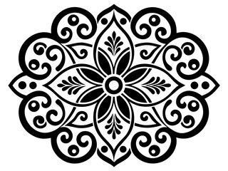 Fototapete - Vector Elegant Black Mandala Design Ornate Decorative Flourish Pattern silhouette no background