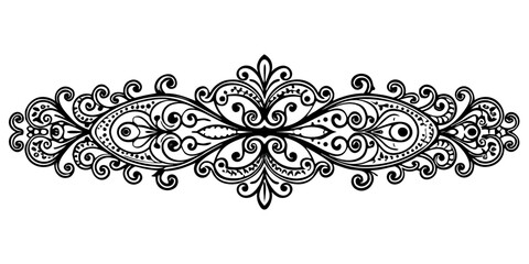 Poster - Vector Elegant black ornate swirl flourish design adds sophisticated detail to any creative project silhouette no background