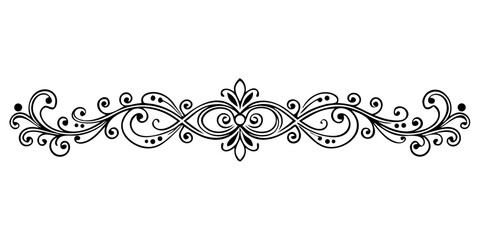 Poster - Vector Elegant black ornate border design with classic floral swirls and decorative flourishes silhouette no background