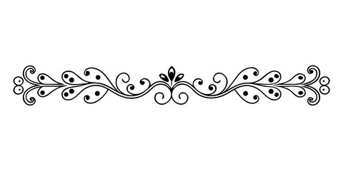 Poster - Vector Elegant black flourish with swirling vines and delicate berry accents adds decorative flair silhouette no background