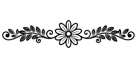 Poster - Vector Elegant black floral border design with delicate leaves and swirling accents for sophisticated decor silhouette no background