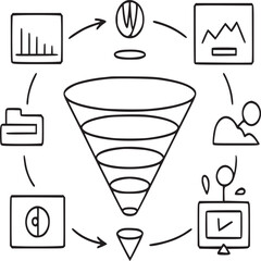 Poster - Sales funnel conversion optimization strategy for marketing and business growth process diagram
