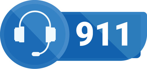 Poster - Blue emergency number 911 with headset icon representing urgent call to dispatcher