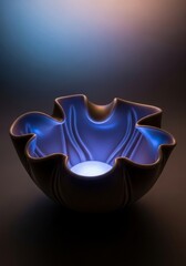 Poster - Organic Glowing Bowl: Serenity and Light - A modern, organic bowl with a glowing interior, symbolizing serenity, inner light, harmony, mystery, and potential.