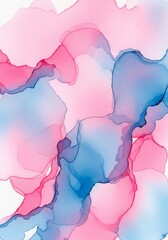 Poster - Pink and Blue Abstract Watercolor Background - Serene, dreamy, flowing, ethereal, and romantic abstract art. Symbolizing peace, tranquility, love, and gentle energy