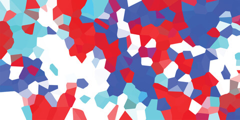 Aufkleber - Abstract geometric mosaic illustration featuring a color palette of red blue and white with a crystalline effect for artistic designs and backgrounds.
