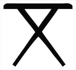 Poster - A stark black silhouette of a folding stool with an x shaped base and a flat top presented against a clean white background symbolizing simplicity and utility