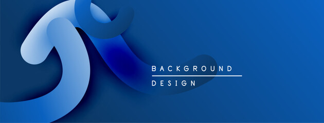 Fototapete - Abstract blue design features flowing shapes, gradients. Minimalist style creates modern background for projects.