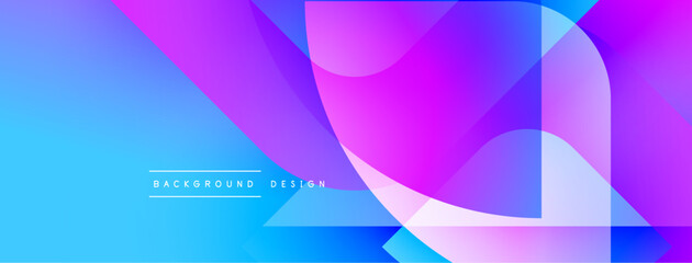 Leinwandbilder - Abstract background features vibrant blue, purple gradients. Overlapping shapes create dynamic visual effect. Modern design elements present.
