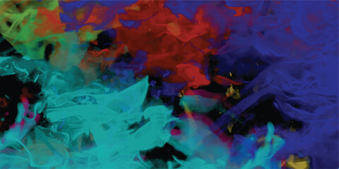 Aufkleber - Abstract watercolor painting displaying flowing swirls of vivid colors on a dark background creating a dynamic artistic composition
