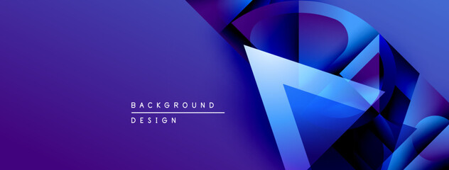 Aufkleber - Abstract geometric shapes, vibrant blue hues, dynamic composition. Modern background design with gradient effects, sleek presentation.