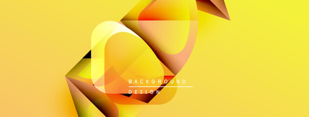 Leinwandbilder - Abstract yellow design features flowing shapes, gradients. Modern background with text elements, dynamic composition.