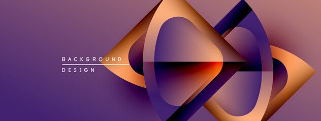 Poster - Abstract fluid shapes, vibrant purple backdrop. Dynamic composition with orange, blue gradients. Modern design element for backgrounds.