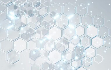 Poster - Abstract white background with hexagon shapes for a technology and science concept Generative AI