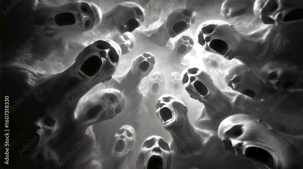 Terrifying Human Terrifying human souls in purgatory, souls suffering in agony Stock ...