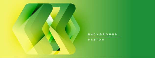 Poster - Abstract geometric shapes overlap, creating vibrant green, yellow gradient. Modern design element for backgrounds, presentations.