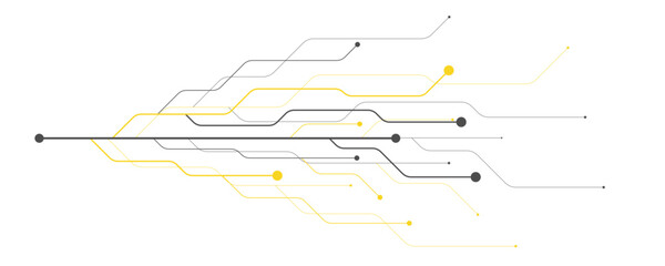 Aufkleber - Abstract gray and yellow color digital technology futuristic circuit board background design. Technology dots lines connect network background.	