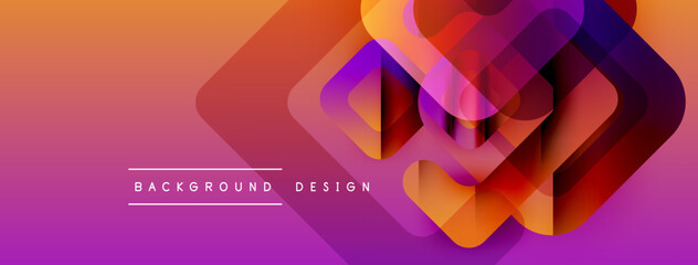 Leinwandbilder - Abstract geometric layers create vibrant gradient effect. Modern design elements suggest depth, texture, visual interest.