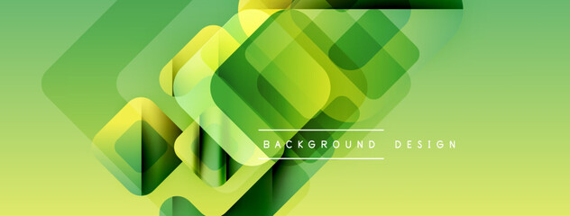 Poster - Abstract geometric background. Overlapping squares create vibrant green gradient effect. Modern design suitable for digital projects.