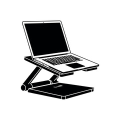 Fototapete - Black silhouette of a laptop on an adjustable stand notebook computer