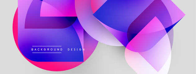 Fototapete - Abstract shapes overlap, creating vibrant gradients. Pink, purple, blue hues dominate design. Modern, dynamic composition.