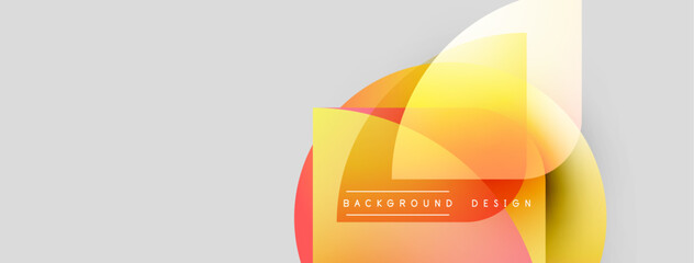 Fototapete - Abstract colorful layers overlap, creating dynamic composition. Background features gradients, text elements, modern design aesthetic.