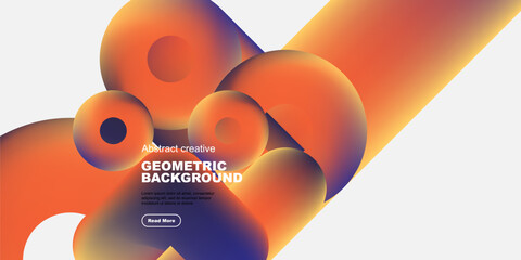 Poster - Vibrant abstract shapes overlap, creating dynamic composition. Warm colors blend into cool tones. Modern design element.