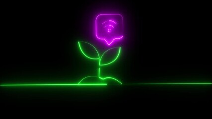 Poster - Animated Plant Tag icon .Animation organic for your labeling product. Smart plant pot icon animation outline best object on  background.