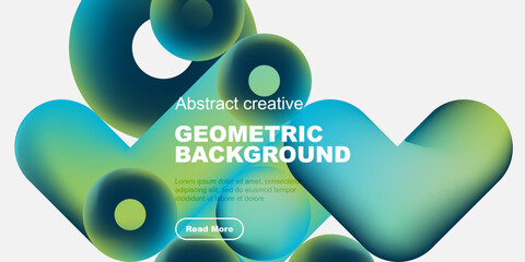 Fototapete - Abstract shapes, vibrant colors, geometric design. Modern background with text overlay, button included. Clean, minimalist aesthetic.