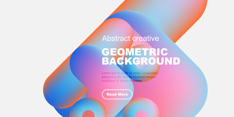 Fototapete - Fluid shapes, vibrant colors, geometric design. Modern aesthetic, perfect backdrop for digital content, promotions.