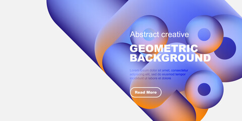 Fototapete - Fluid shapes, vibrant colors create modern abstract background. Text overlay invites further exploration. Minimalist design.