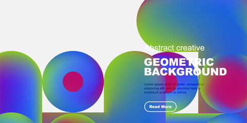 Poster - Abstract geometric shapes, vibrant colors, text overlay. Modern design, clean aesthetic, suitable for digital media presentations.