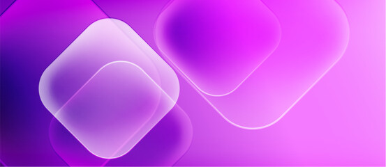 Leinwandbilder - Abstract background features overlapping translucent squares. Purple hues dominate, creating soft gradients. Minimalist design, modern aesthetic.